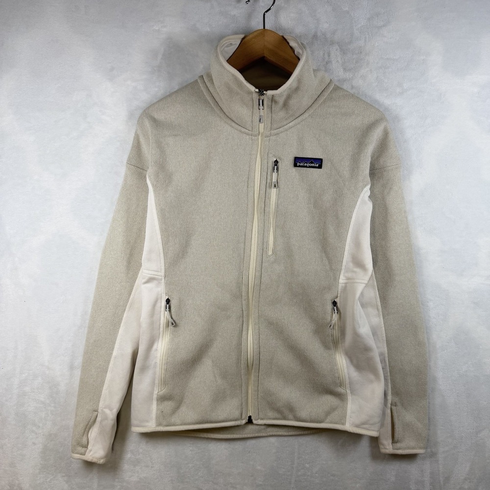 Patagonia Jacket Womens Small White Full Zip Fleece Zip Pockets Cozy Warm